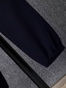 SHEIN 青少年男孩字母圖案連帽上衣＆束口運動長褲 - 藏蓝色 - 查看 7