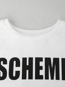 SHEIN 男童卡通機器人印花寬鬆長袖T恤 - 白色 - 查看 5