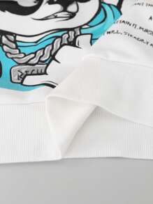 SHEIN 男孩貓熊,大字母標語印花街頭風休閒針織運動衫適合夏天