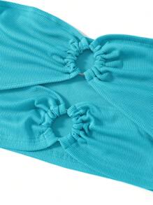 SHEIN Unity Top bandeau con diseño de aro O con abertura delantera - Azul menta - Ver 4
