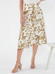 BizChic 印花高腰A字半身裙不附腰帶工作服 - 彩色 - 查看 1