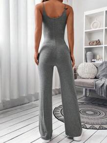 SHEIN Unity 净色吊带连身裤 - 淺灰色 - 查看 2