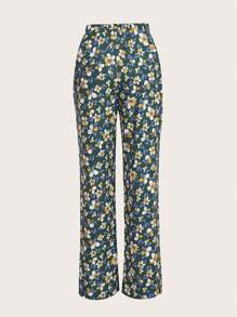 GIOIA TANG Vacation Style Casual Ditsy Floral Straight-Leg Pants - Green - View 2