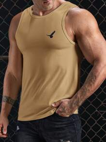 GENTILAND 男士鳥印花背心上衣 - 卡其色 - 查看 1