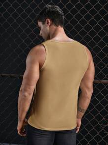 GENTILAND 男士鳥印花背心上衣 - 卡其色 - 查看 2