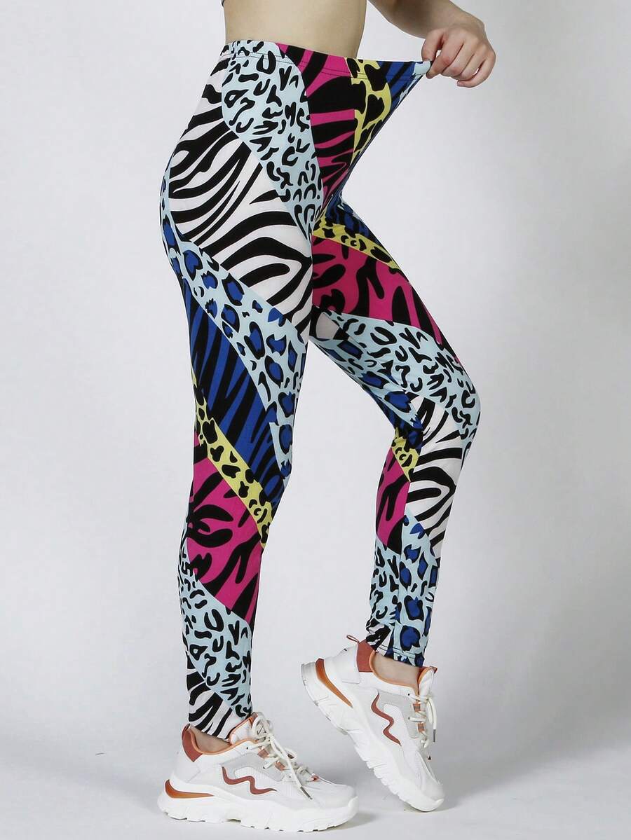 Quần tất nữ In hoa Báo Sọc ngựa vằn Giải trí - Màu xanh lam - Xem 1