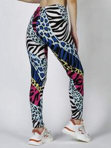 Quần tất nữ In hoa Báo Sọc ngựa vằn Giải trí - Màu xanh lam - Xem 2