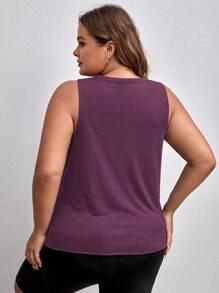 SHEIN SXY Top tank con estampado de tigre y letra de cuello gargantilla - Rojo violeta - Ver 5