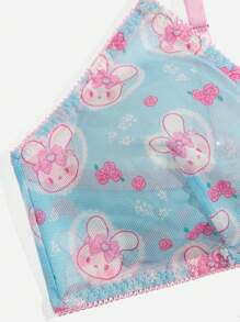 ROMWE Kawaii 卡通圖案內衣套裝 - 藍色 - 查看 3