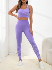 Graphic Print Sports Set - Purple - View 2