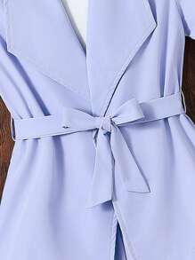 SHEIN 女孩素色吊帶上衣&青果領西裝外套和褲子 - 紫色 - 查看 4