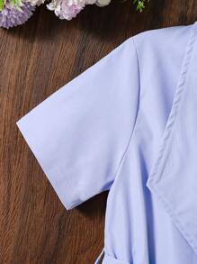 SHEIN 女孩素色吊帶上衣&青果領西裝外套和褲子 - 紫色 - 查看 6