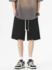 Quần Short Nam Dây kéo màu trơn Giải trí - màu đen - Xem 1