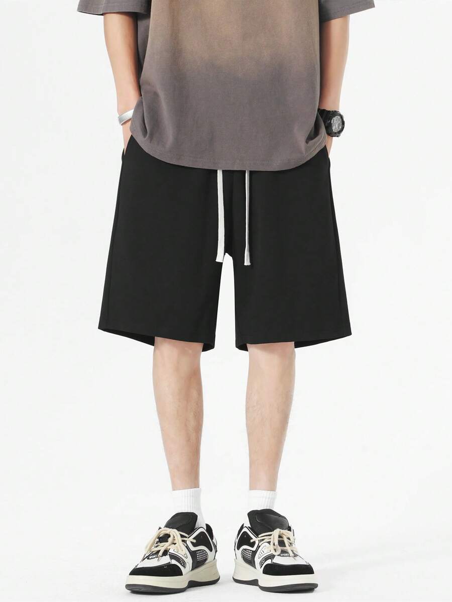 Quần Short Nam Dây kéo màu trơn Giải trí - màu đen - Xem 1