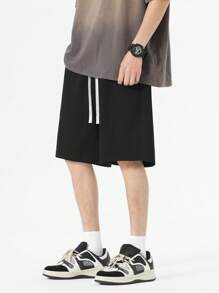 Quần Short Nam Dây kéo màu trơn Giải trí - màu đen - Xem 3