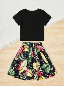 SHEIN Bộ thời trang bé gái Thắt lưng Nhiệt đới Boho - Nhiều màu - Xem 2