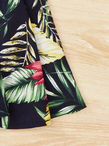 SHEIN Bộ thời trang bé gái Thắt lưng Nhiệt đới Boho - Nhiều màu - Xem 3