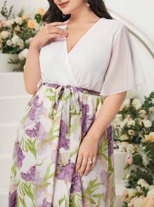 Mulvari Plus Floral Print Belted Dress - Multicolor - View 3