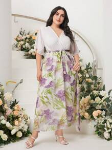 Mulvari Plus Floral Print Belted Dress - Multicolor - View 5