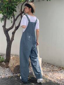 DAZY Solid Denim Dungarees Without Tee - Medium Wash - View 2