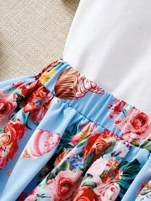 SHEIN 小女童印花T恤和裙子 - 彩色 - 查看 3