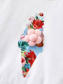 SHEIN 小女童印花T恤和裙子 - 彩色 - 查看 4