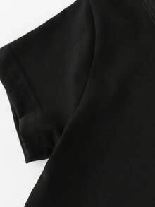 SHEIN 女孩豹紋和字母圖案T恤 - 黑色 - 查看 3