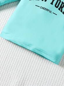 Baby Girl Letter Graphic Tee & Trousers - Mint Green - View 5