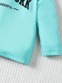 Baby Girl Letter Graphic Tee & Trousers - Mint Green - View 6