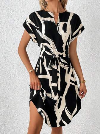 SHEIN Privé Omgiven Grafisk Enkel Klänning