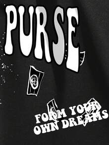 ROMWE MEN Street Life 男士骷髏頭和字母圖案腰部抽繩短褲 - 黑色 - 查看 6