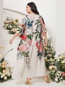 Al Najma 大碼印花下擺開叉連衣裙 - 白色 - 查看 2