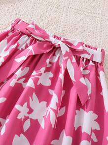 SHEIN Tween Girl Floral Print Ruffle Trim Flounce Sleeve Dress - Multicolor - View 3