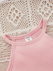 SHEIN 年輕女孩3入組肋紋針織背心 - 彩色 - 查看 5