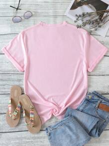 SHEIN LUNE Camiseta con estampado de leopardo - Rosa Pálido - Ver 2
