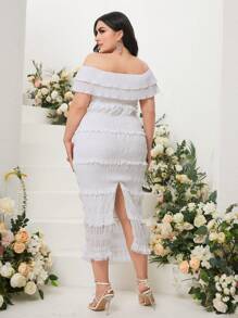 Modelyn Plus Off Shoulder Bodycon Dress - White - View 2