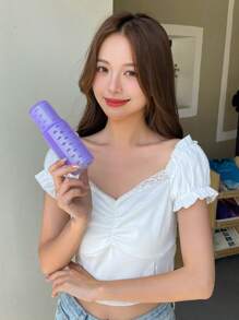 DAZY Rodillo de autoagarre fácil de usar, rodillo de pelo de plástico de 2 piezas para el casero - Morado - Ver 1