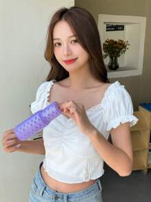 DAZY Rodillo de autoagarre fácil de usar, rodillo de pelo de plástico de 2 piezas para el casero - Morado - Ver 2