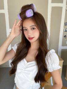 DAZY Rodillo de autoagarre fácil de usar, rodillo de pelo de plástico de 2 piezas para el casero - Morado - Ver 7