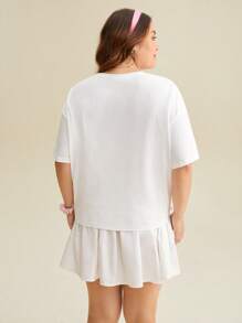SHEIN X MOLANG Áo thun Plus size Lá thư Rau quả Giải trí - trắng - Xem 2