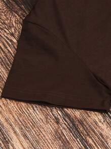 INAWLY Cattle And Letter Graphic Tee Graphic Tees Women Tops - Brown - View 3