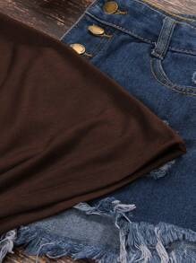 INAWLY Cattle And Letter Graphic Tee Graphic Tees Women Tops - Brown - View 5