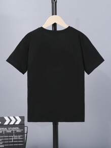 SHEIN Cooles und lustiges Jungen-T-Shirt mit Kaninchenmuster, lockere Passform und tief angesetzter Schulterpartie