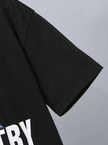 SHEIN Cooles und lustiges Jungen-T-Shirt mit Kaninchenmuster, lockere Passform und tief angesetzter Schulterpartie