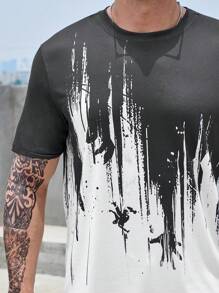 Manfinity LEGND Men Plus Figure Graphic Tee & Shorts - Black and White - View 6