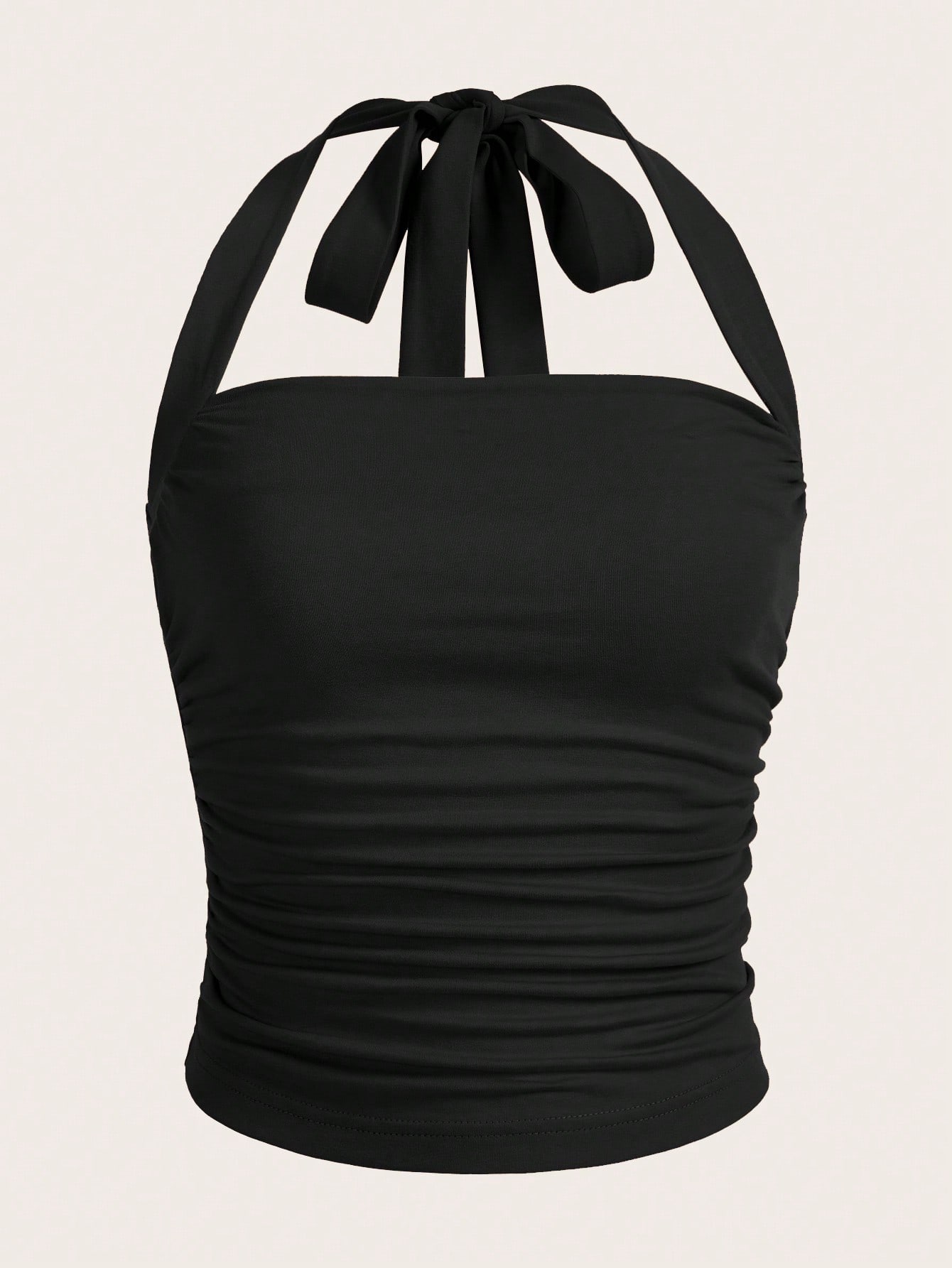 SHEIN EZwear Summer Solid Ruched Halter Top sw2302223316665783