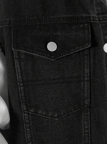 Manfinity RebelGame Nam Áo khoác vest Bông Túi có nắp Denim Không có áo Hoodie - màu đen - Xem 3