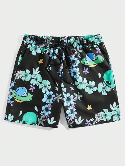 Street Life Guys Floral Print Drawstring Waist Shorts