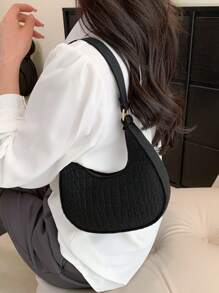 時尚休閒安靜奢華輕便女士單肩包商務/工作/辦公室節慶/節慶禮品包通勤包 - 黑色 - 查看 3