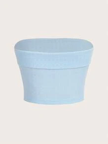 SHEIN MOD Top tubo crop con nudo delantero - Celeste - Ver 3